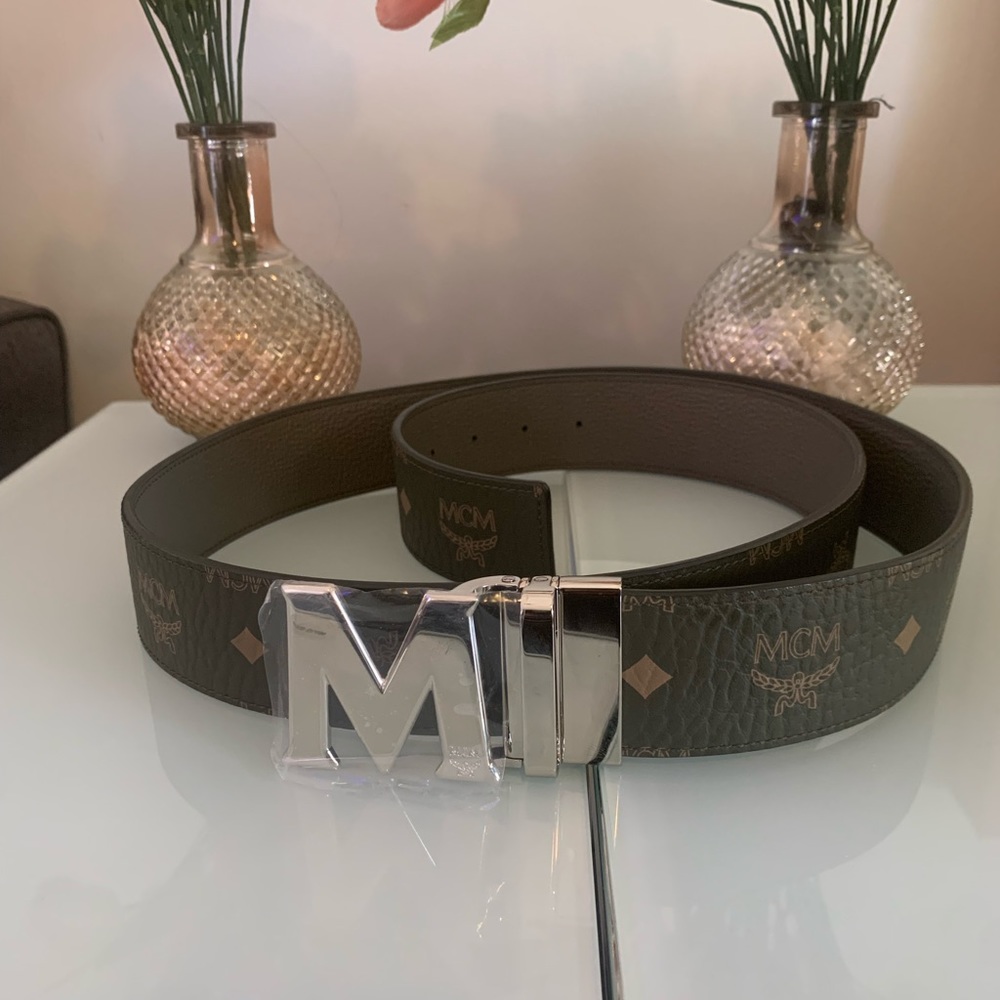 NWT MCM Seaturtle Green Leather Monogram Belt